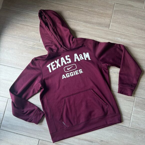 Texas A&M Maroon Nike Therma-Fit Aggies Hoodie - Size M - Picture 1 of 6